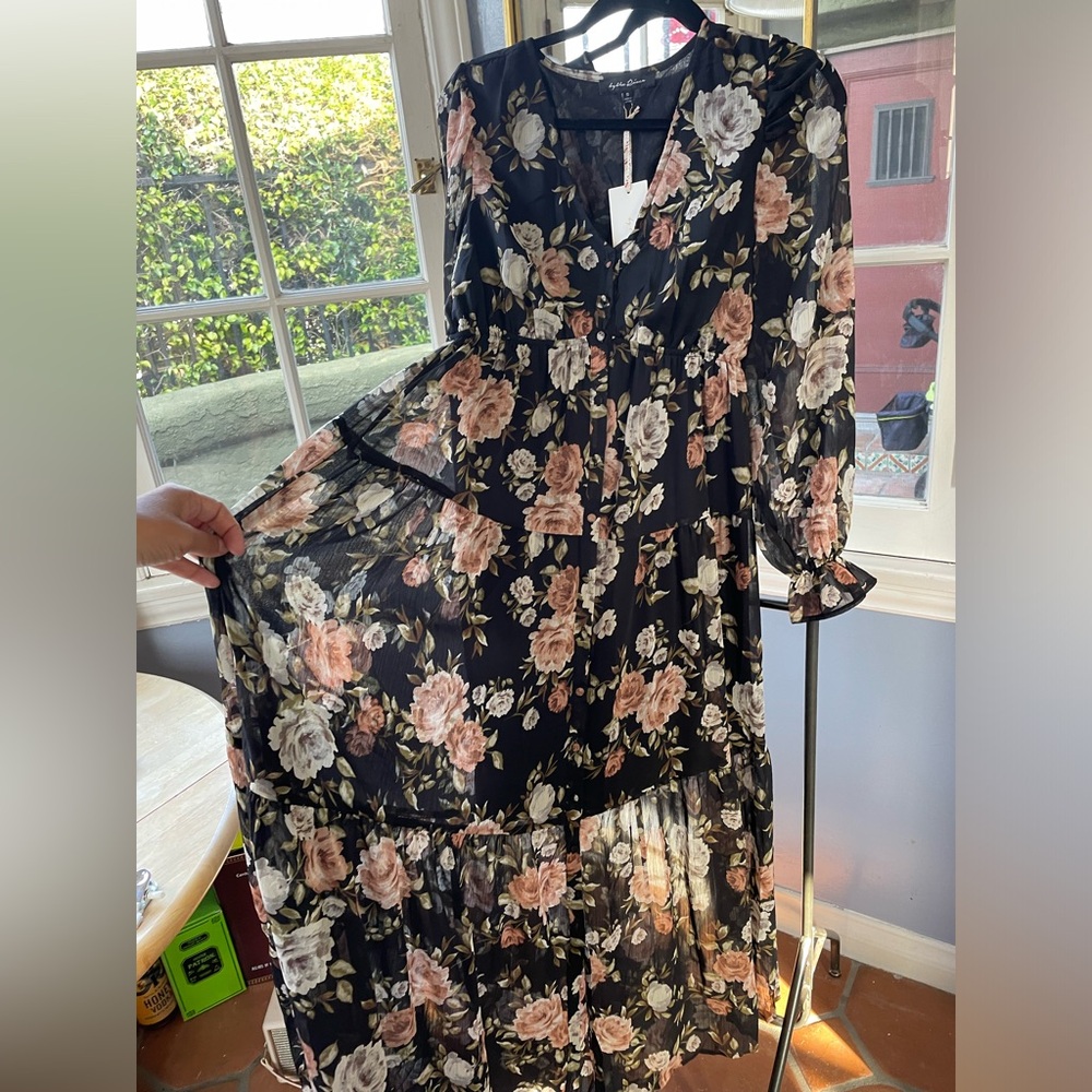 By the River Black Floral Maxi, NWT, Small